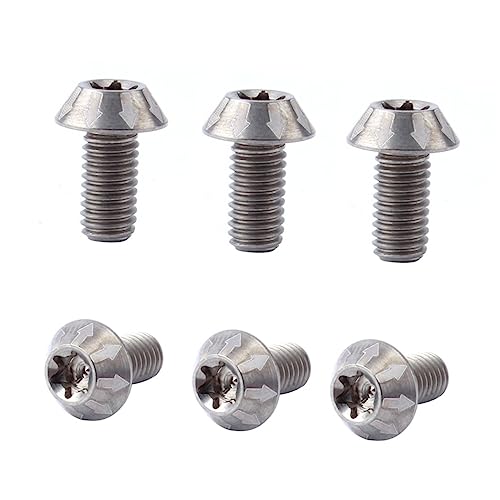 KOMBIUDA Bike Rotor Screw Kit 6pcs Titanium Alloy M5 Rotor Bolt Universal Fit for Disc Brakes
