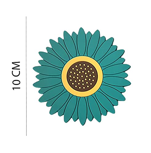 Image of Silicone Trivet Mat - Sunflower Hot Pot Holder Pads - Coasters for Kitchen - Placemat for Hot Dishes - Hot Pads for Table (Set of 4, Small, Green)