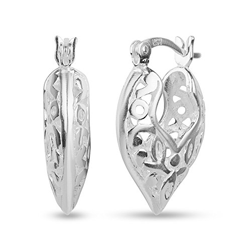 LeCalla 925 Sterling Silver Filigree Hoop Earrings | Hypoallergenic Lightweight Intricate Floral Filigree Earring Snap-Back Closure for Women2