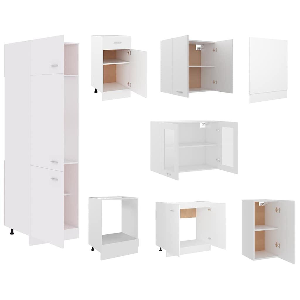 Set di mobili da cucina Lyon da 8 pezzi, colore: bianco