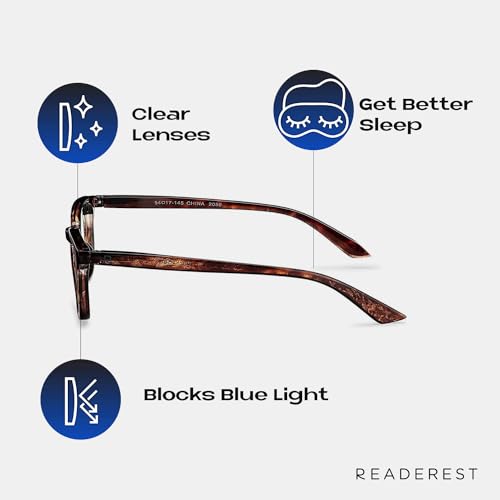 Image of Readerest Blue Light Reading Glasses - Lightweight Computer Glasses w /Spring Hinges - UV Protection, Anti Glare & Eye Strain