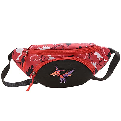 Kids Fashion Waist Packs Toddler Boys Girls Cartoon Dinosaur Fanny Pack Crossbody Chest Bum Belt Bag for Trip,Hiking, Camping,Sports (Red)