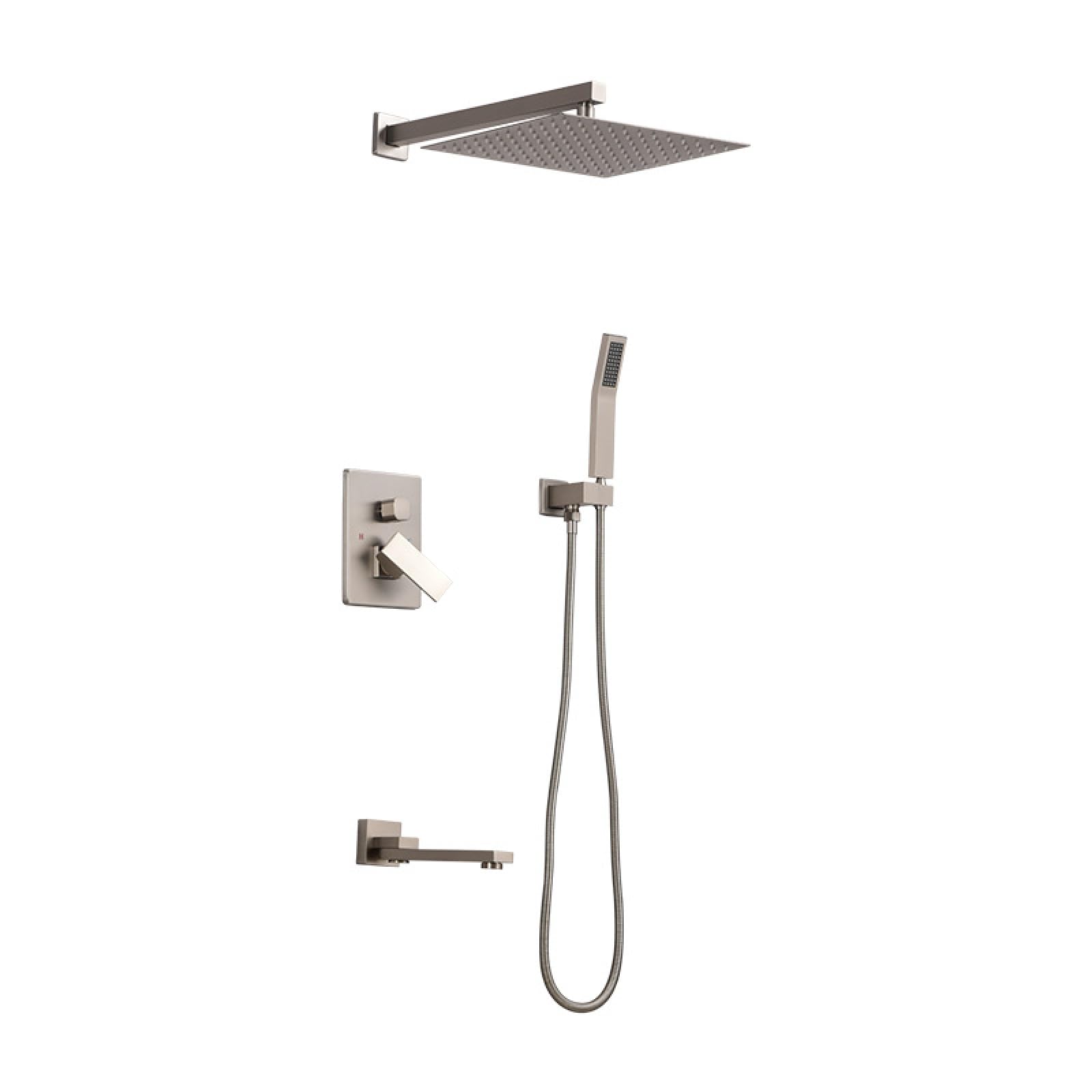 ASerZenith Full Copper in-Wall Concealed Shower Set, Concealed Embedded Box, Buried Wall Shower, Gold(Drawing)