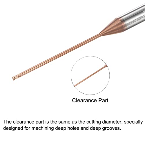 Image of uxcell Square Nose End Mill, 1mm Solid Carbide AlTiSin Coated Long Reach CNC Router Bits 2 Flutes Milling Cutter with Extended Neck, 25mm Cutting Length 4mm Shank