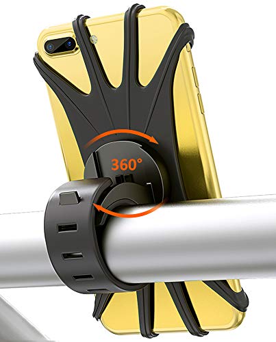 Babacom Silikon-Fahrrad-Telefonhalterung mit 360u00b0-Rotation, verstellbare Universal-Motorradhalterung für 10,2 - 16,5 cm Handys