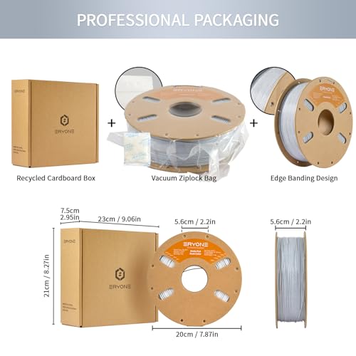Image of ERYONE Marble PLA Filament 3D Printer Filament 1.75mm + /- 0.03mm Fits for Most FDM 3D Printers, 1KG Cardboard Spool(2.2LBS), Marble