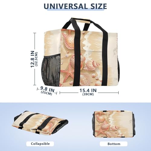 Beach Starfish Seashells Large Beach Bag Waterproof Beach Tote Bags for Women Travel Gym Pool3