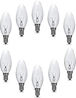 St@llion 40w Clear Candle Light Small Edison Screw Candle Bulb Incandescent Bulbs Equivalent E14 [Energy Class E] (Pack of 10)