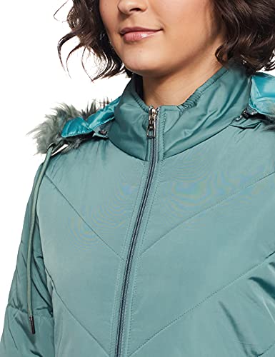 Image of Qube By Fort Collins Women's Regular Fit Nylon Bomber Jacket with Detachable Hood - Stylish & Comfortable Winter Wear