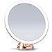 Fancii Miroir Grossissant 10x Lumineux LED Rechargeable avec 3 Réglages D’éclairage - 20 cm Miroir Maquillage avec Ventouse Puissante, Luminosité Réglables, Finition Métallisée - Lana (Or Rose)