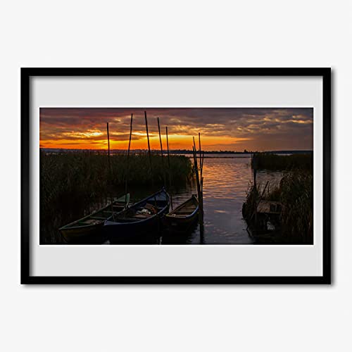Paysage bateau de mer affiche encadrée cuisine 70x50 cm mur