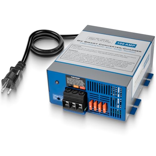 100 Amp RV Converter 120V AC to 12V DC, Lead & Lithium Compatible, 100Amp RV Power Converter Battery Charger with Built-in 4 Stage Smart Charging, Replacement for WF-9800 Series