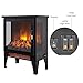 17” Electric Fireplace Stove Heater, 3D Flame Effect with Overheating Safety Protection, 1400W/700W Dual Heat, Faux Fake Fireplace Heater with 3-Sided Panoramic View, Safe for All Homes (Black 1)