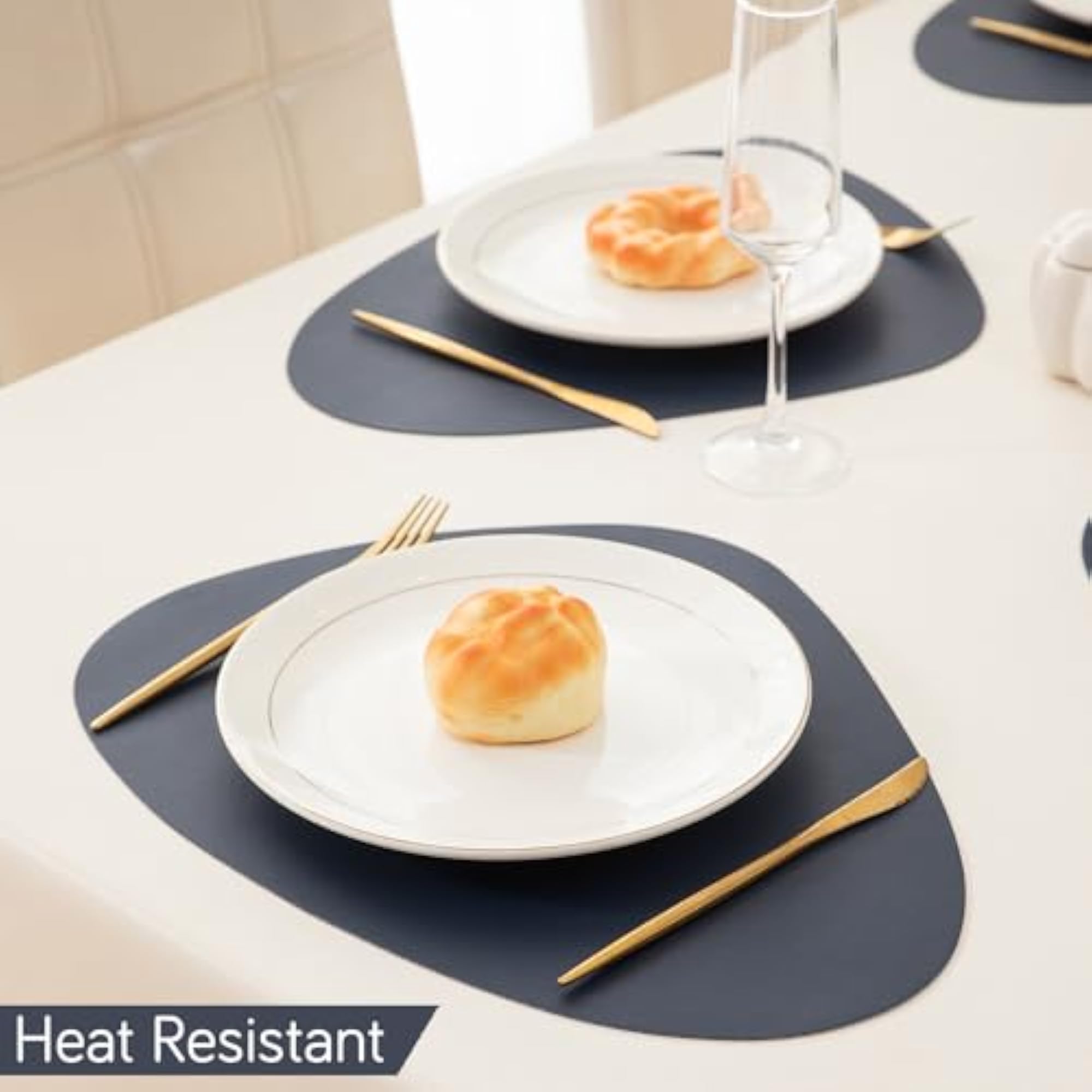 Faux Leather Placemats Set of 6 for Dining Table