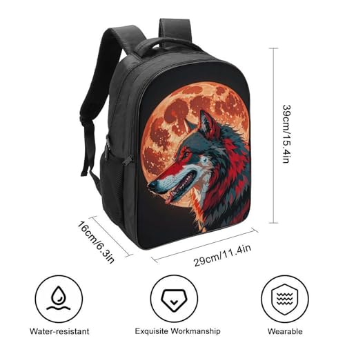 Red Moon Outdoor Wolf Backpack Large Capacity, 16 Inch Laptop Backpack with 2 Compartment, Ergonomic Heavy Duty Travel Bag for Men & Women2