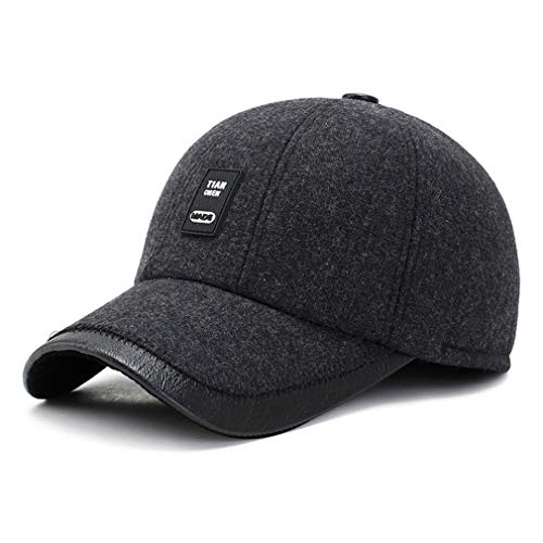 Los hombres de lana gorra de béisbol del Snapback capsula los sombreros de hueso masculino Sombreros de invierno cálidos (gris oscuro)