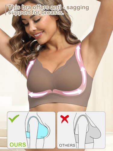 Image of Anti Sagging Full Coverage Bras for Women,No Underwire Bras for Women Wireless Push-Up