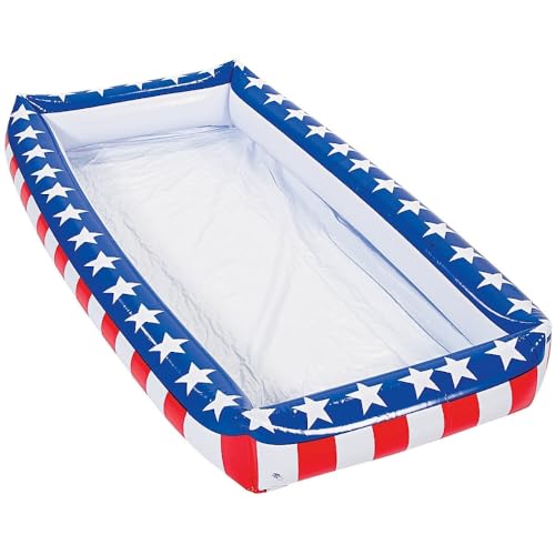 Fun Express Patriotic USA Inflatable Cooler for Fourth of July (Over 4 feet Long) Party Supplies, Ice Holder, Iced Buffet