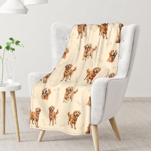 Golden Retriever Blanket - 30x40 Inches Size for Baby - Soft Fluffy Throw for Couch, Work - Beige Cute Fuzzy Gifts