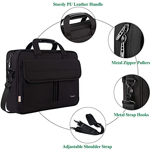 Taygeer Laptoptasche 17 Zoll, Große Aktentasche Laptop Schultertasche Wasserdicht Notebooktasche Business Laptop Tasche Herren Umhängetasche für Schule Reisen Männer Frauen, Schwarz