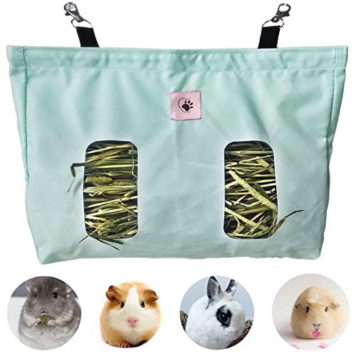 Bolsa de Heno para Conejos y Mascotas, Alimentador de Heno para Animales Pequeños (Verde)