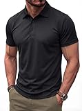 PINSPARK Golf Poloshirt Herren Kurzarm Polohemd Sommer Basic Polo Shirts Atmungsaktiv Sportshirt Schnelltrocknend Männer Hemd Outdoor Wandern Gym Funktionsshirt Schwarz M