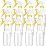 Yaomiao 12 Pcs Empty Spray Bottles 16 oz Plastic Spray Bottles Leak Proof Spray Bottles Squirt Bottle with Adjustable Yellow Nozzle Refillable Water Spray Bottle for Hair Home Cleaning Industrial Use