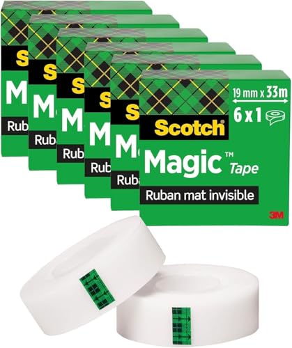 Scotch Ruban Magic - 6 Rouleaux, 19 mm x 33 m - Idéal pour le Bureau et l'École