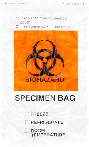 Image of Specimen Biohazard Bags with Extra Pocket 6 inchx9 inch (Qty 500 bags) by BioRx Sponix