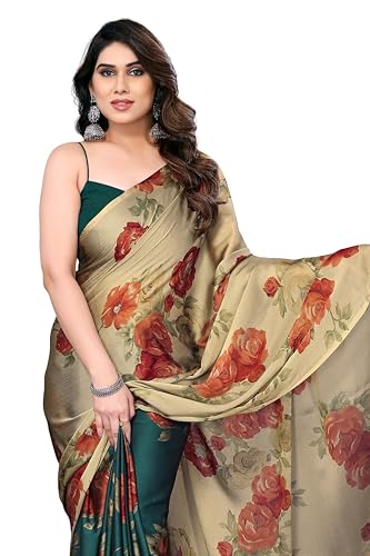 Image of MIRCHI FASHION Women Sari Georgette Plain | Breathable Lightweight Solid Color Saree for Office and Regular Wear with Blouse Piece