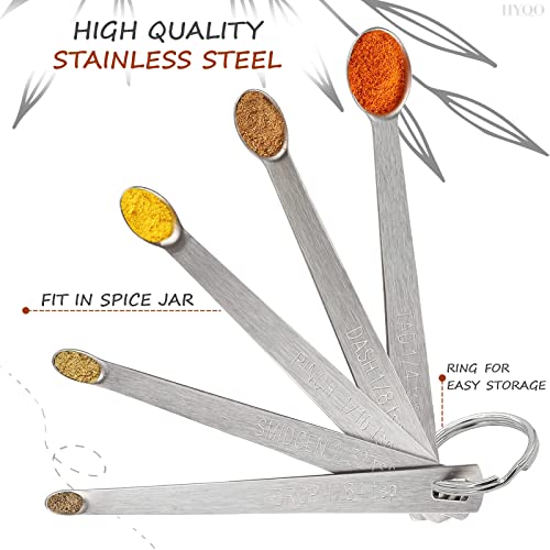 Measuring Spoons Set Stainless Steel - 5Pcs Dry Measure Spoons Liquid Teaspoon Measure Coffee Measuring Spoon - Small Spoons For Spice Jars Baking Items Cooking Spoon Sets For Kitchen With Hold Ring #TOP2