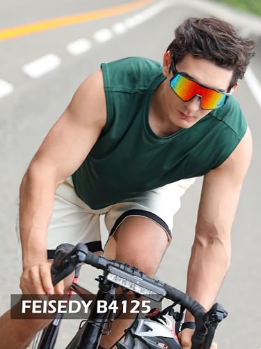 Feisedy Sports Sunglasses Wraparound 80S Visor Men Women Outdoor Shield Baseball Sunglasses B4125 thumb #3