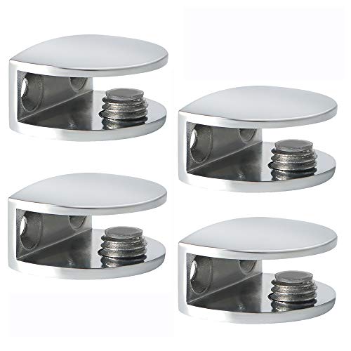 SAYAYO Pince à Verre Support D’étagère en Verre Support de Tablette Mural Fixation Réglable, Verre Adaptatif de 8-10 mm d'Épaisseur, Finition Polie en...