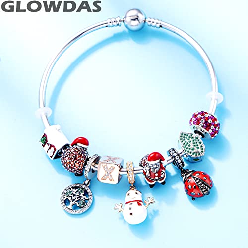 Regalo navideño de cuenta con esmalte y plata 925 para pulsera de estilo europeo 4