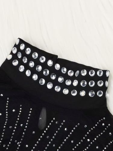 Image of PORRCEY Women's Sexy Rhinestone Mesh See Through Party Night Prom Dress