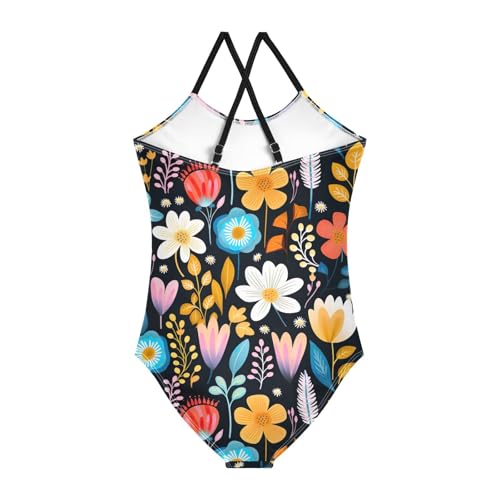Flowers Floral Vintage Girls One Piece Swimsuit Beach Swimwear 208516102