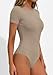 PRETTYGARDEN Body Suits for Womens Summer Tops 2026 Casual Short Sleeve Ribbed Fitted Basic Tee Shirts Spring Fashion Clothes (Light Khaki,Small)