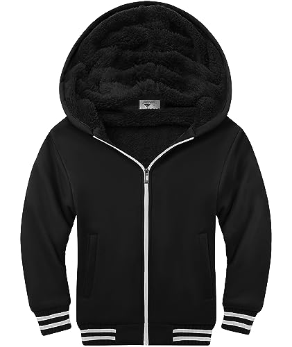 Image of SWISSWELL Unisex Boys Girls Fleece Hoodie Sherpa Lined Jacket Zip Up Hooded Sweatshirt Winter Outerwear for Kids