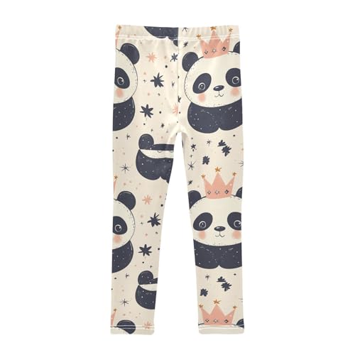 Boccsty Cute Pandas Crown Stars Girls Leggings Kids Yoga Pants Dance Active Tights 4T2
