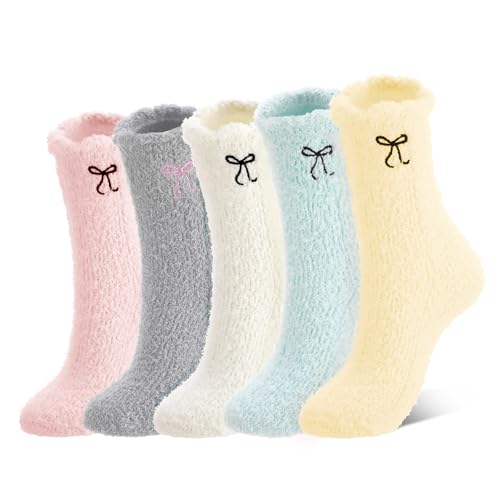 Jspupifip 5 Pairs Fuzzy Socks for Women