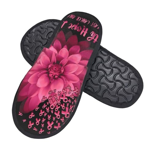 Breast Cancer Awareness Flowers Slippers Cozy Non-Slip Indoor Shoes Soft Fluffy House Slippers For Women Men2
