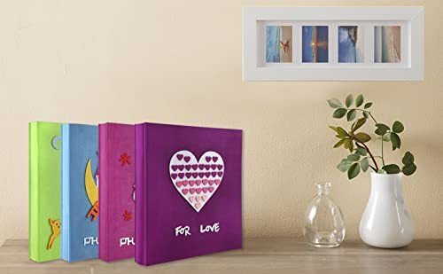 Fondreco Baby Photo Album 4X6 600 Photos, 4X6 Photo Albums, Fabric Cover Photo Albums 4X6, Large Capacity Picture Albums, Family Photo Album, Large Cute Photo Album (600 Photos, Heart Blue) #TOP5