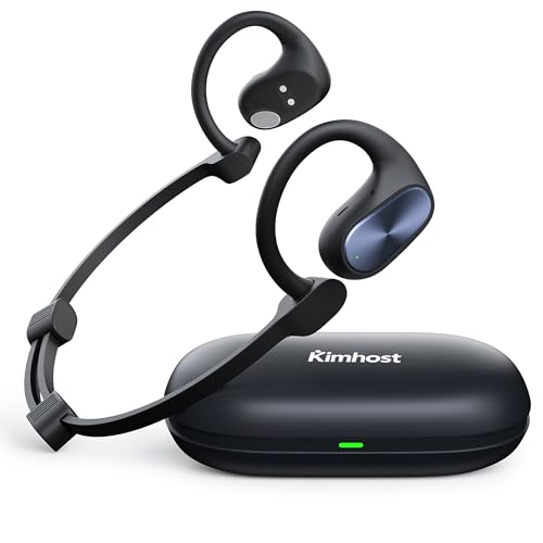 KIM HOST OBT020 Open Ear Headphones, Running Headphones Bluetooth 5.3 Stereo Deep Bass, 55H Playtime, Crystal Clear Calls, Sweat Resistant Sports Headphones for Running, Cycling, Walking（Black）