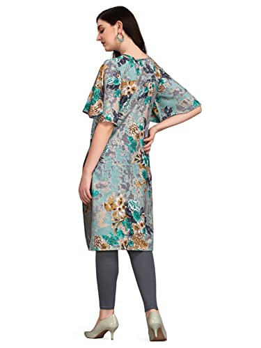 Image of EthnicJunction Women's Crepe Floral Printed Ready to Wear Straight Kurti