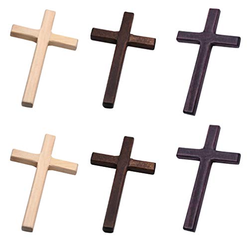 Lot de 6 croix catholique chrétienne en bois - Pour décoration murale