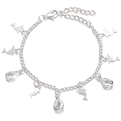 Yves Renaud Lucky Dolphin Charm with Water Drop Crystals on 6.5 Yves Renaud Lucky Dolphin Charm with Water Drop Crystals on 6.5