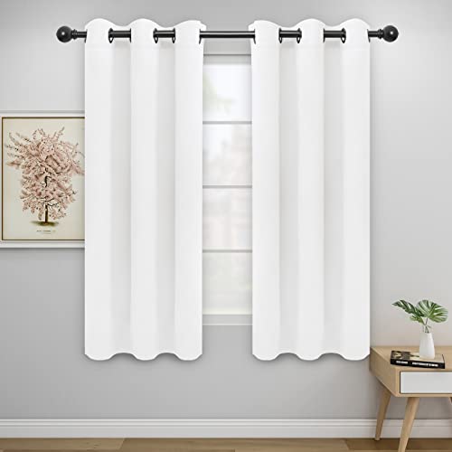 Image of Easy-Going Blackout Curtains for Bedroom, Solid Thermal Insulated Grommet and Noise Reduction Window Drapes, Room Darkening Curtains for Living Room, 2 Panels(46x63 in, White)