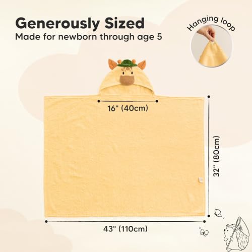 Image of KeaBabies Organic Baby Towel with Hood for Girls, Boys, Soft (Gigi) | Absorbent 100% Cotton Hooded Baby Towels for Newborns, Infants, Large Hooded Bath Towels for Babies, Kids, Toddler 1-3