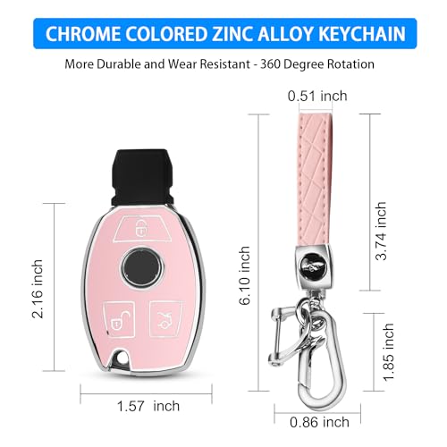 Image of QBUC for Mercedes Benz Key Fob Cover with Keychain (Pink)