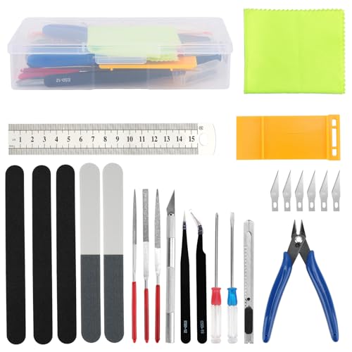 Kit de 24 herramientas de modelado Gundam, modelo de herramientas, kit de modelado de construcción, modelo básico, reparación y fijación Hobby Building Craft Set